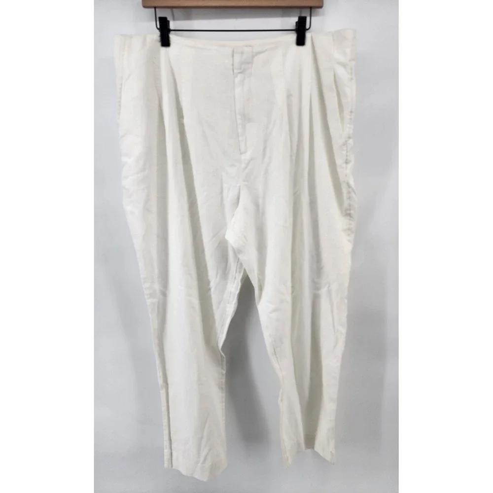 A New Day Cream Linen Blend Pleated Tapered Ankle Pants Size 17